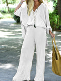 Fashion And Elegant Long Sleeved Shirt Top Pants Suit
