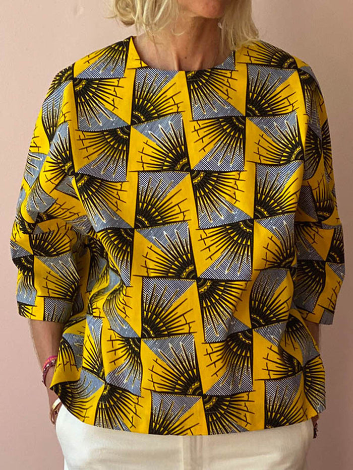 Fashion Round Neck Bohemian Print T-shirt