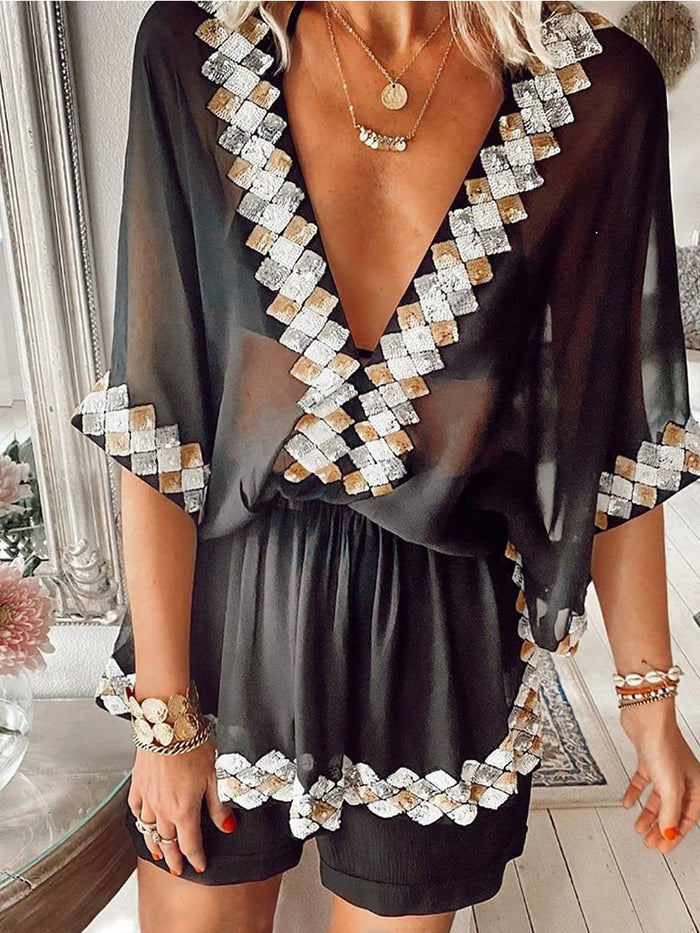 Fashionable Bohemian Printed Mini Dress