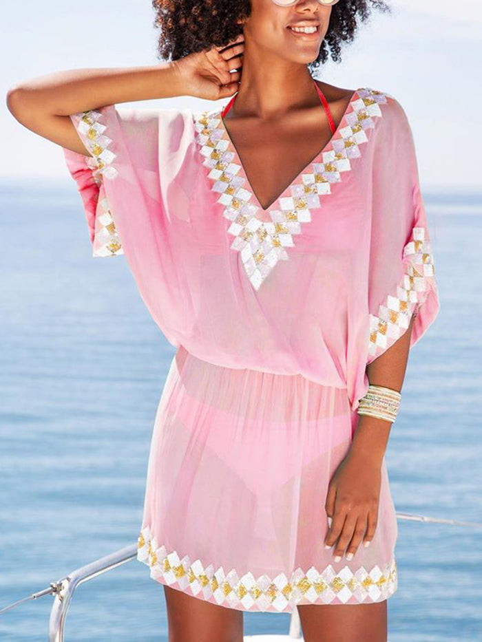 Fashionable Bohemian Printed Mini Dress