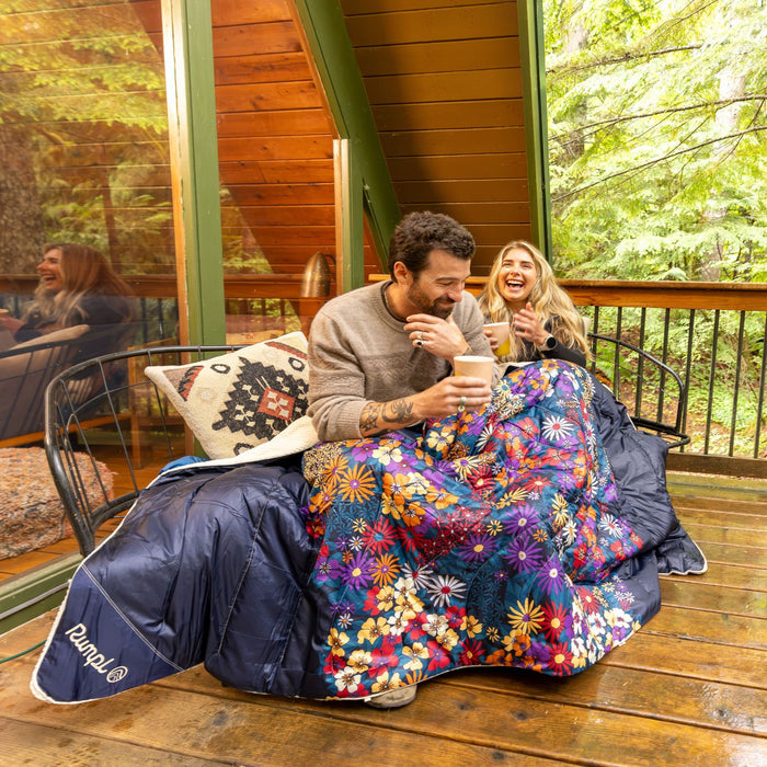 Rumpl Fleece Puffy 2 Person Blanket - Midnight Bloom Fleece Puffy 2 Person Blanket - Midnight Bloom | Rumpl Blankets For Everywhere Printed Fleece Puffy