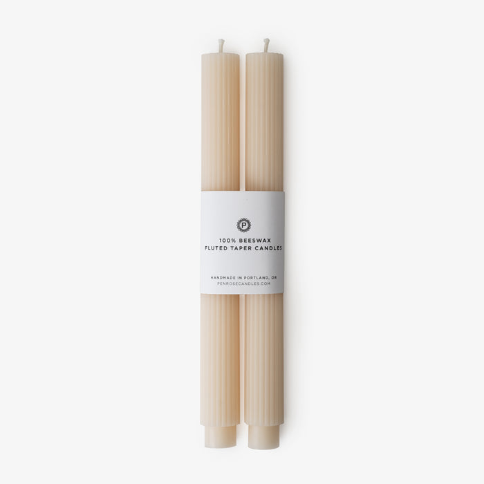 Fluted Beeswax Taper 10" Nude