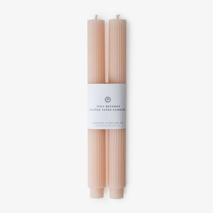 Fluted Beeswax Taper 10" Rosé