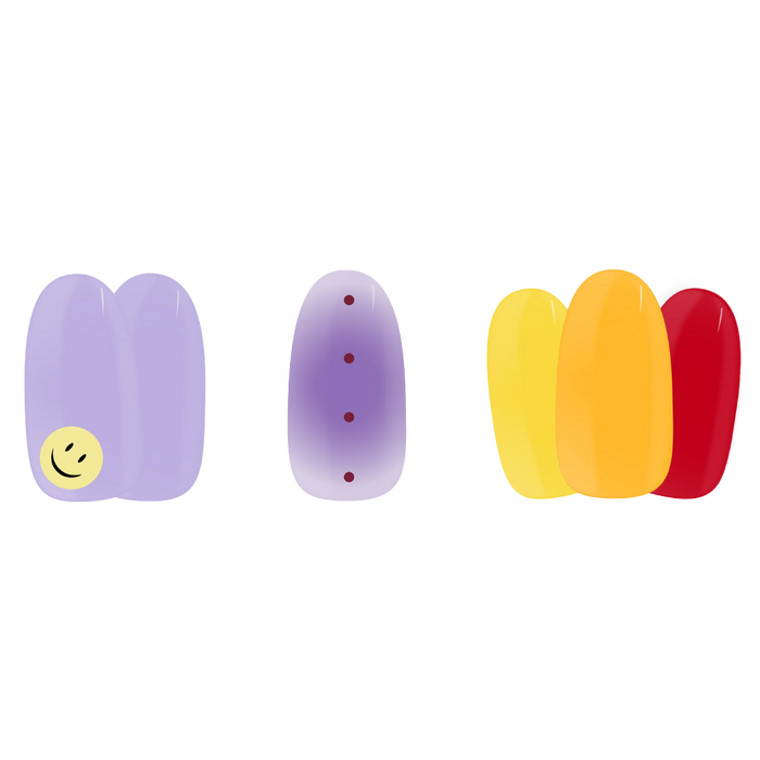 geraldine kemper bundle maniac nails purple yellow smiley orange red