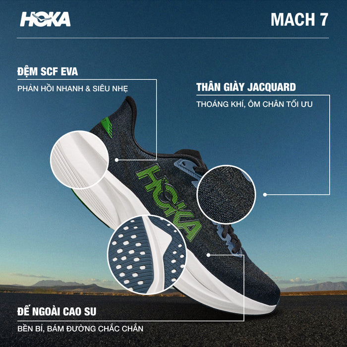 Giày Chạy Bộ Nam HOKA Mach 7 Wide - Xanh Navy - Supersports Vietnam