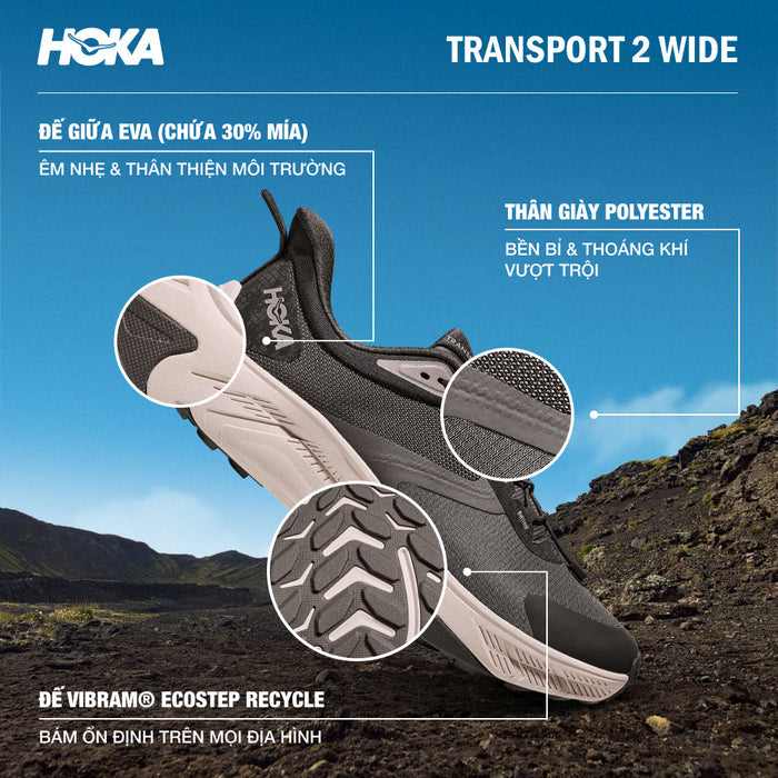 Giày Chạy Trail Nam HOKA Transport 2 Wide - Nâu - Supersports Vietnam