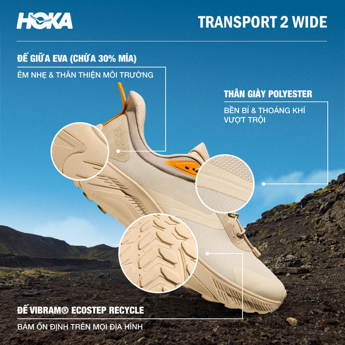 Giày Chạy Trail Nam HOKA Transport 2 Wide - Vàng - Supersports Vietnam