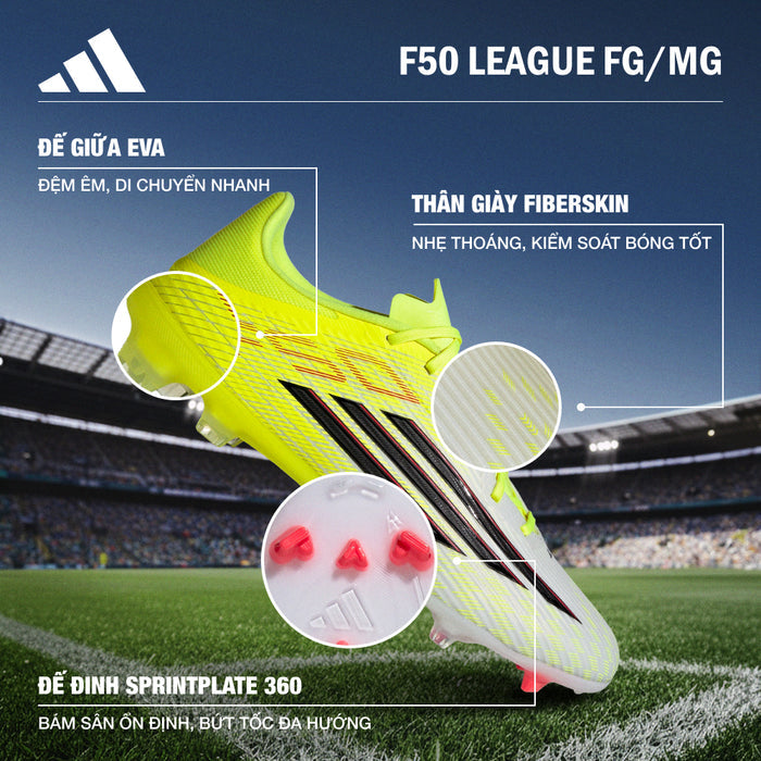 Giày Đá Bóng Dành Cho Sân Cỏ Tự Nhiên Nam Adidas F50 League - Vàng Chanh - Supersports Vietnam