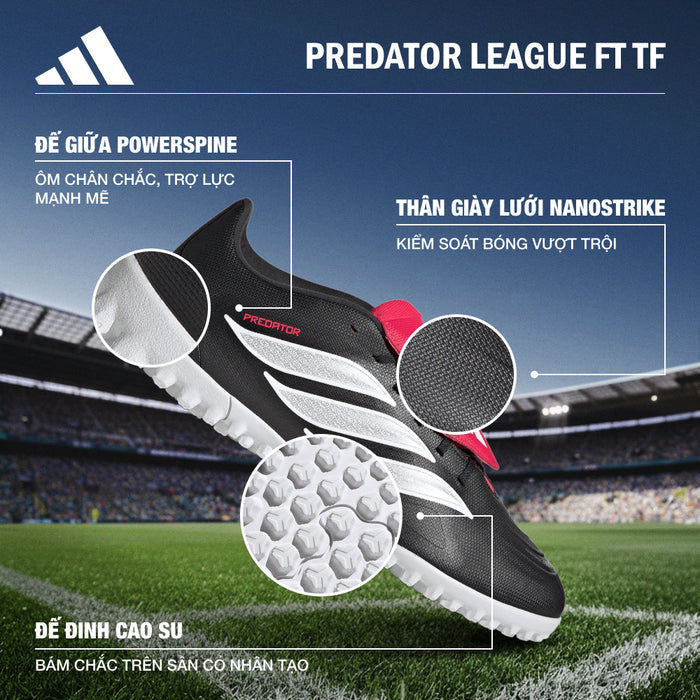 Giày Đá Bóng Sân Cỏ Nhân Tạo Nam Adidas Predator Club Fold-Over Tongue - Đen - Supersports Vietnam