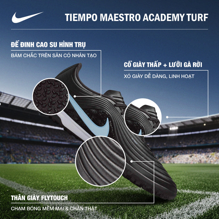 Giày Đá Bóng Sân Cỏ Nhân Tạo Nam Nike Tiempo Maestro Academy Tf - Đen - Supersports Vietnam