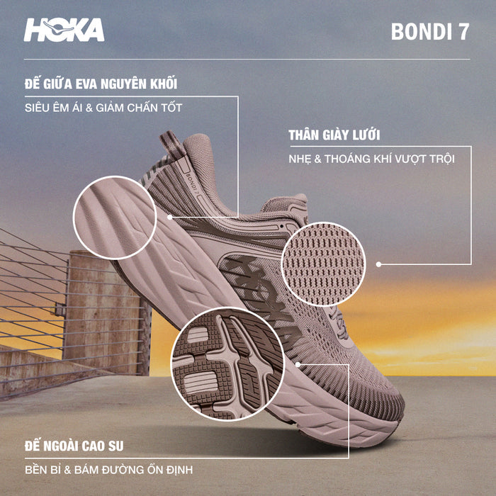 Giày Sneaker Nữ HOKA Bondi 7 - Hồng - Supersports Vietnam