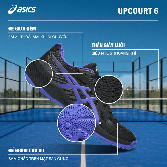 Giày Tennis Nam Asics Upcourt 6 - Đen - Supersports Vietnam