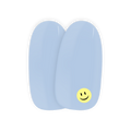 Good Vibes Only nail art stickers by Maniac Nails, soft sky blue gel nail stickers with smiley face