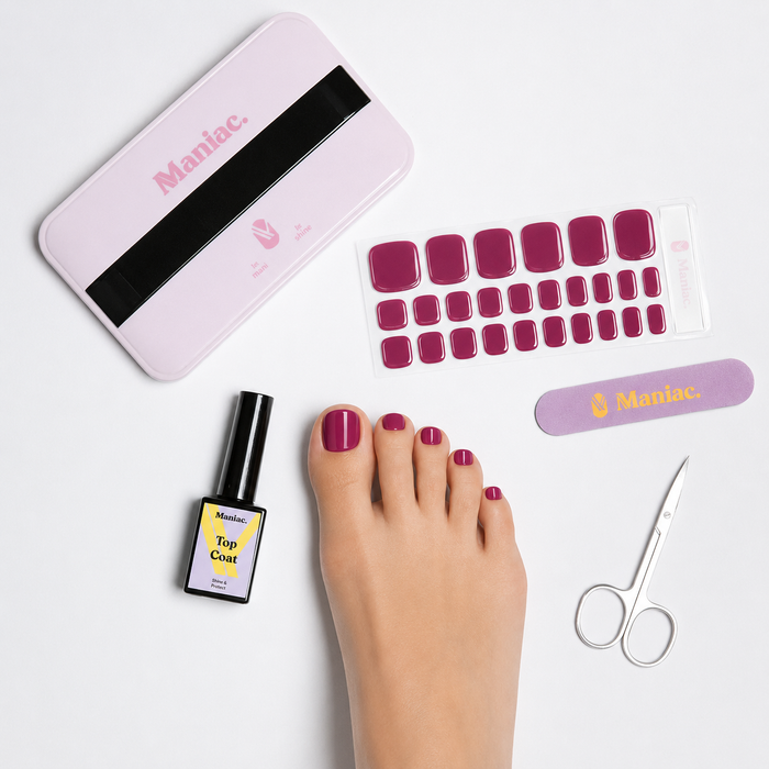 Grape Maniac Nails gel nail stickers pedicure in juicy purple