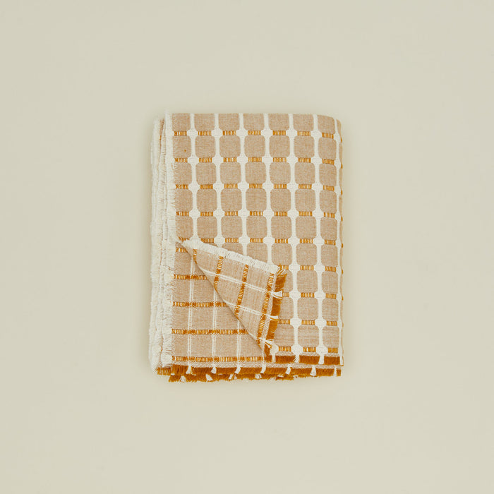 Dove and Donkey hopsack tablecloth in honey