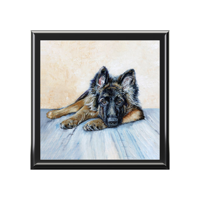 ewelry Box Lacquered  Keepsake box with German Shepherd Image cover