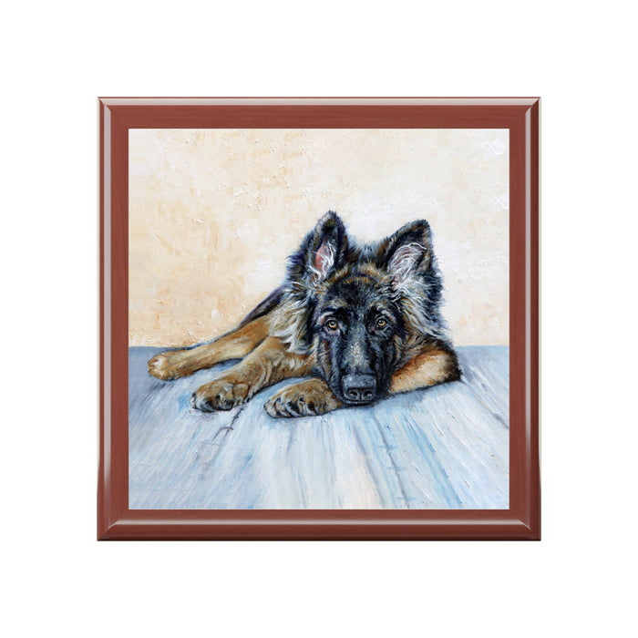 ewelry Box Lacquered  Keepsake box with German Shepherd Image lid