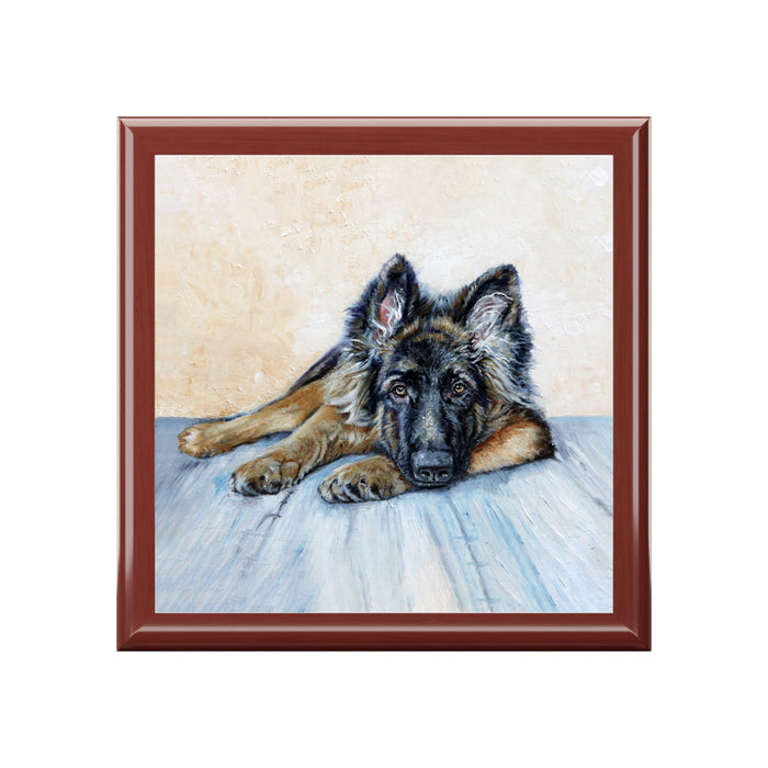 ewelry Box Lacquered  Keepsake box with German Shepherd Image lid cover