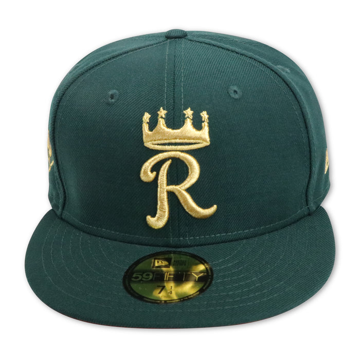 KANSAS CITY ROYALS (DARK GREEN) "50TH ANN" NEW ERA 59FIFTY FITTED (RED UNDER VISOR)