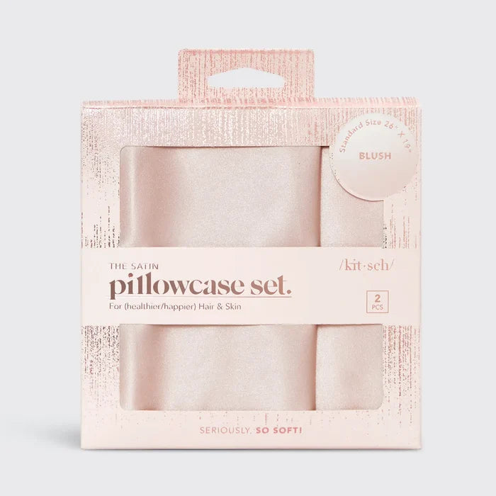 KITSCH Holiday Satin Pillowcase 2pc Set - Blush