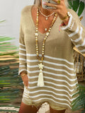 Knit Striped V-Neck Loose Suit