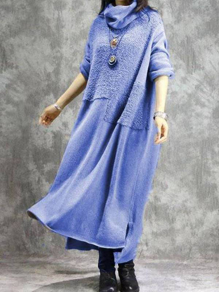 Knitted Solid Color Loose Long Casual Dress
