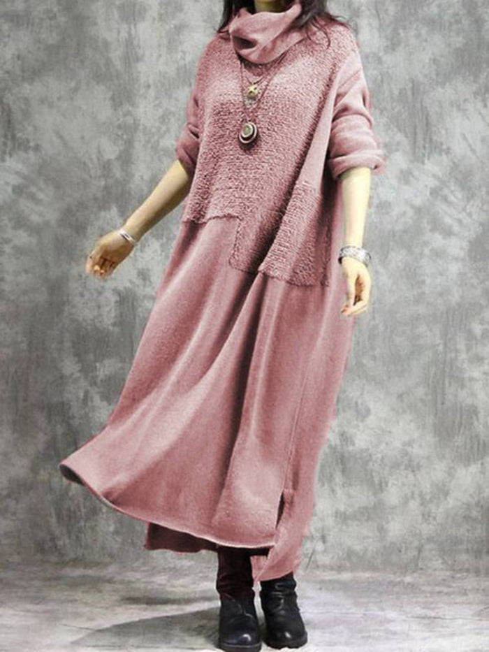 Knitted Solid Color Loose Long Casual Dress