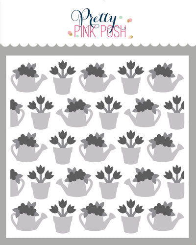 Layered Watering Can Floral Stencils (3 Pack)