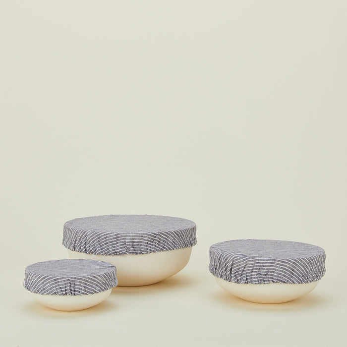 Linen Bowl Cover, Set of 3 - Blue Stripe