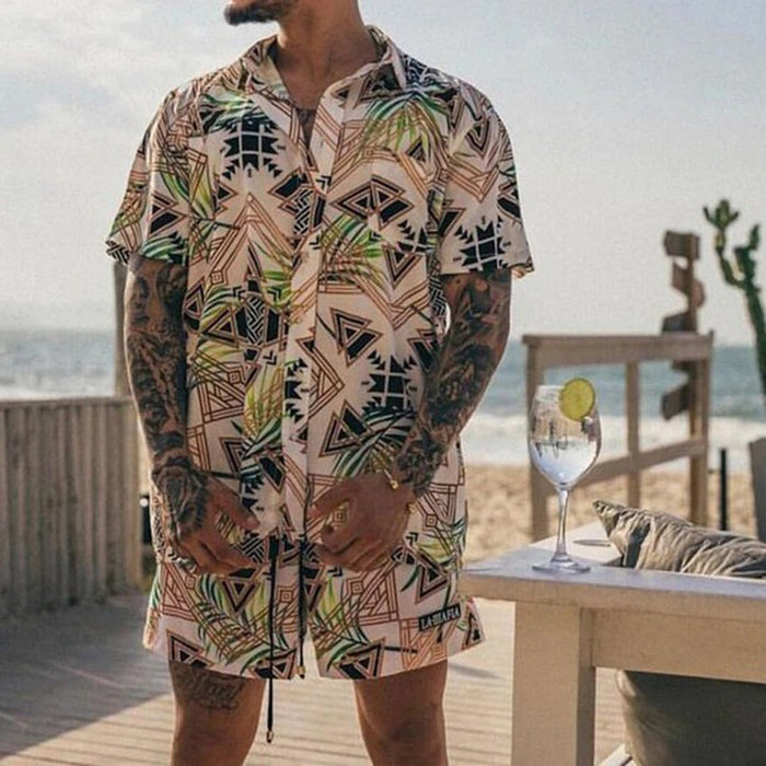 Men Floral Print Casual Two-Piece Suit