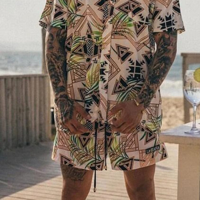 Men Floral Print Casual Two-Piece Suit