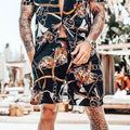 Men Personality Printed Casual Two-Piece Suit