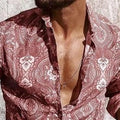 Men Retro Abstract Printed Long Sleeves Shirt