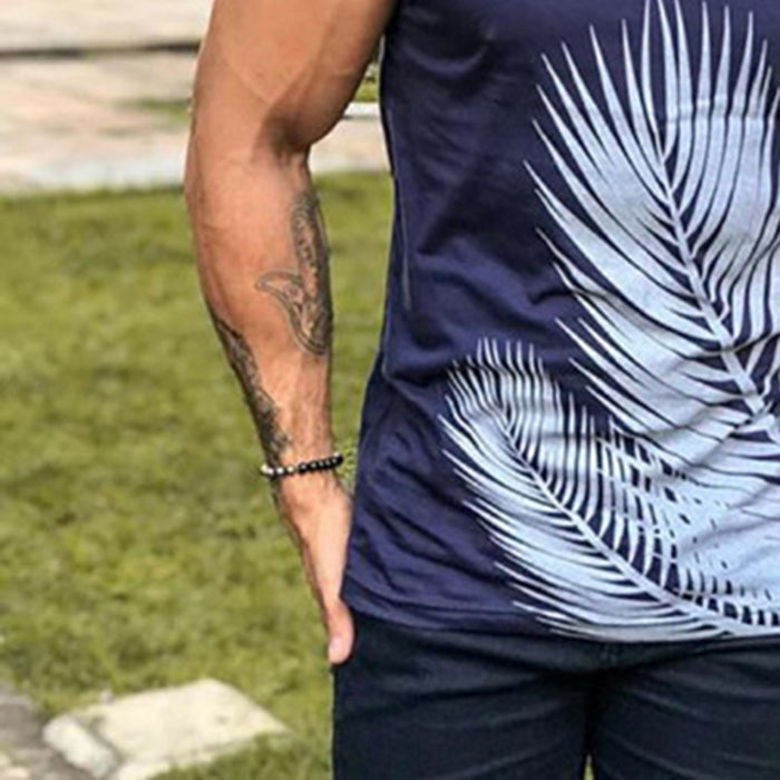 Men'S Casual Fashion Sports Round Neck Print Vest