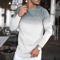 Men'S Casual Plaid Print Gradient Long-Sleeved T-Shirt