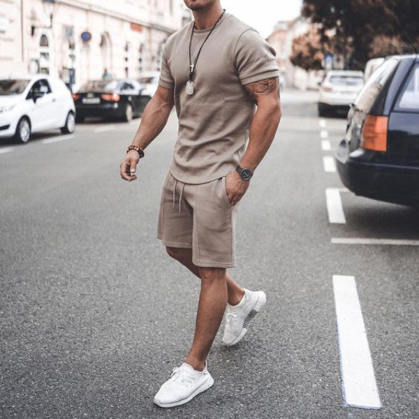 Men'S Casual Round Neck Short Sleeve Sports Suit