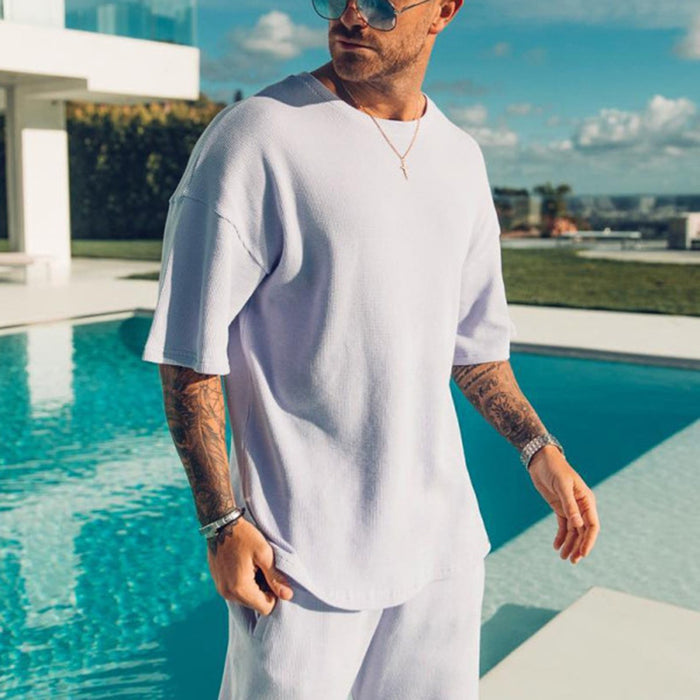 Men'S Casual White Loose Sports Suit