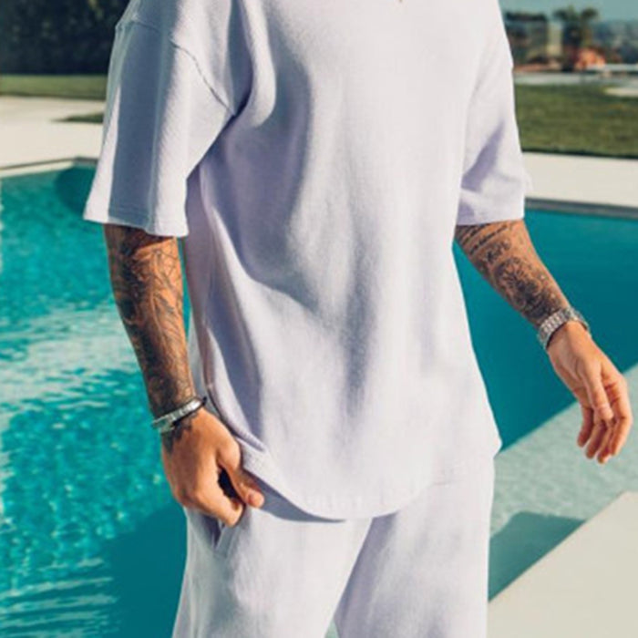 Men'S Casual White Loose Sports Suit