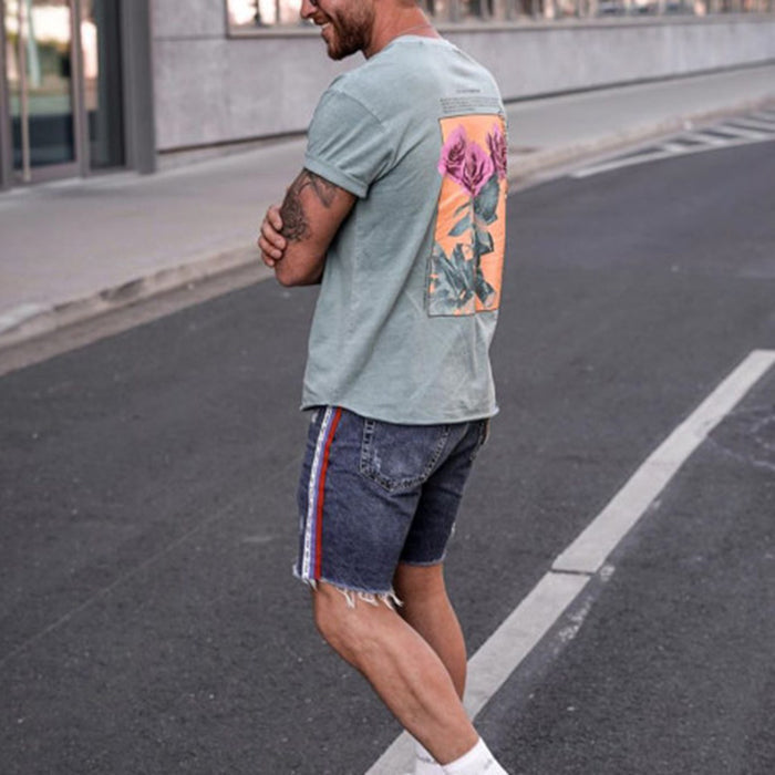 Men'S Fashion Round Neck Printed Short-Sleeved T-Shirt