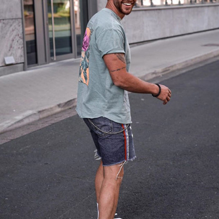 Men'S Fashion Round Neck Printed Short-Sleeved T-Shirt