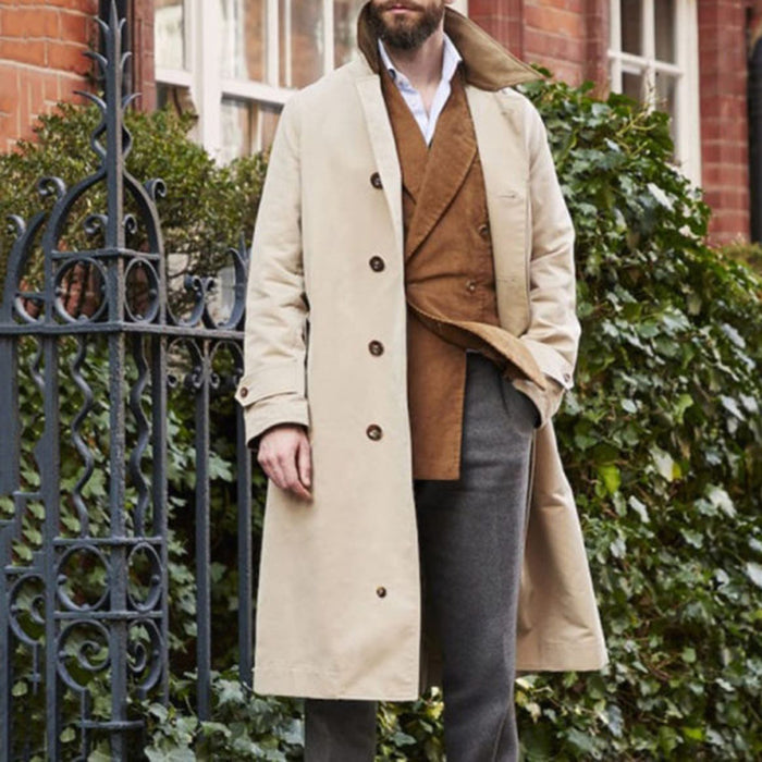 Men'S Fashion Solid Color Lapel Single-Breasted Loose Coat