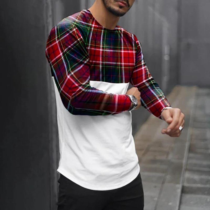 Men'S Mesh Stitching Casual Long-Sleeved T-Shirt