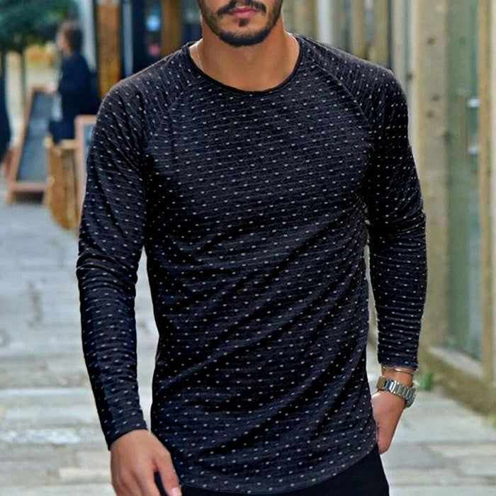 Men'S Polka Dot Stripe Print Stitching Casual T-Shirt