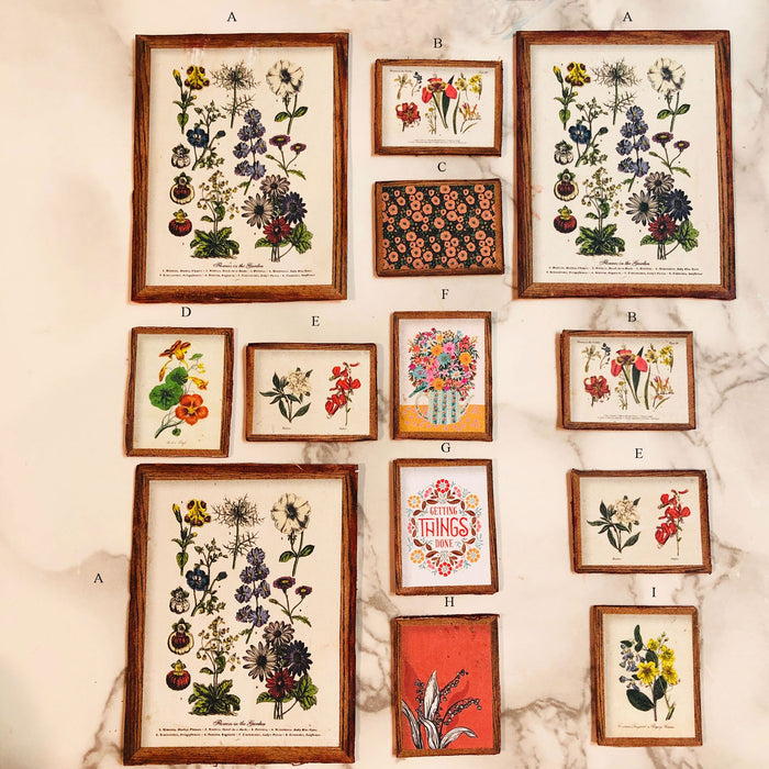 Miniature Framed Poster Prints 1:12 Scale Dollhouse Art - Country Style