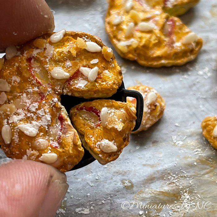 Miniature 1:12 Scale Pear Almond Cake in skillet
