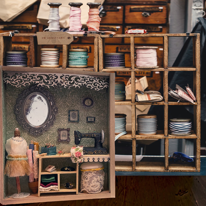 🧵 Miniature Sewing Room Shadow Box 🧵