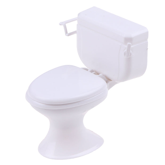 White dollhouse toilet top view