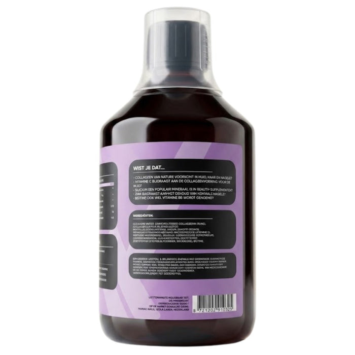 Back label of the Maniac Nails Nail Vitamin Shot showing the Did You Know facts about collagen, vitamin C, silicon, zinc and biotin, plus the full ingredient list and barcode.
