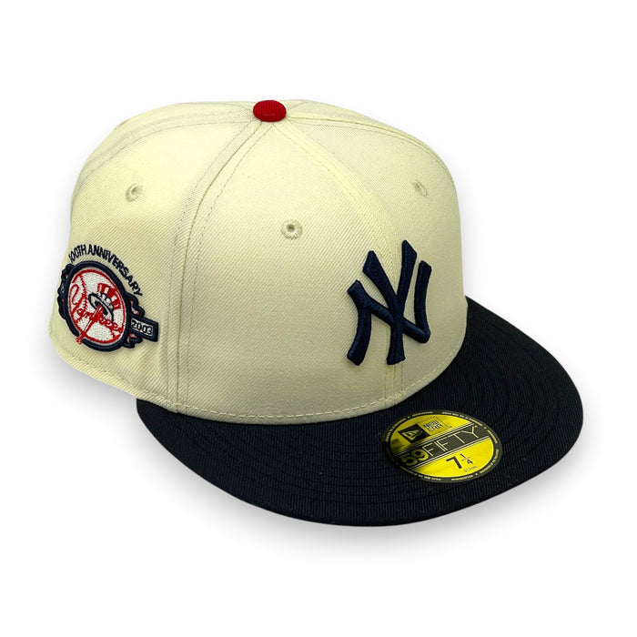 NEW YORK YANKEES (OFF WHITE) (100TH ANNIVERSARY) NEW ERA 59FIFTY FITTED (GREEN UNDER VISOR)