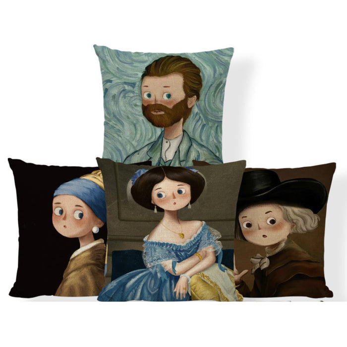 Old Master Cartoon Style Pillows 17x17" Blended Cushions